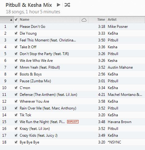 Pitbull and Kesha Workout Playlist