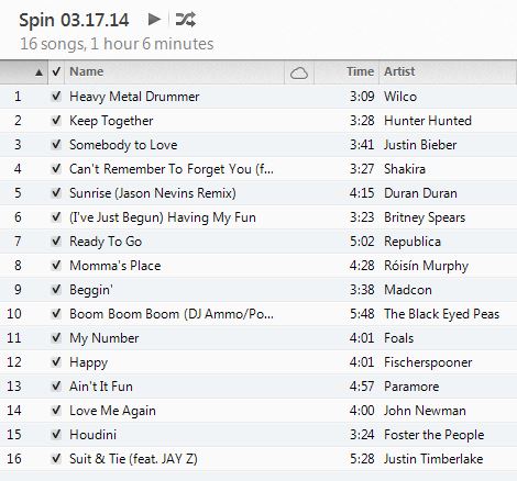 Spin Playlist March 2014